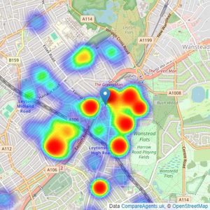 Theydons - East London - Sales listings heatmap