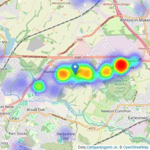 THINK Estate Agents - Haydock listings heatmap