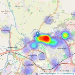 Thomas & Thomas Property - Gloucester listings heatmap