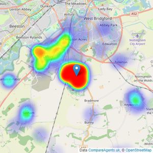 Thomas James Estate Agents - Ruddington listings heatmap