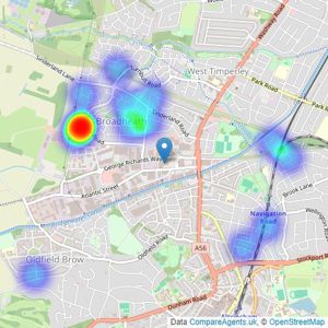 Thompson's Estate Agents - Broadheath listings heatmap