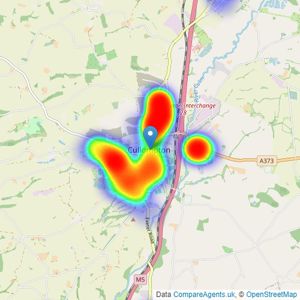 Thorne Carter and Aspen - Cullompton listings heatmap