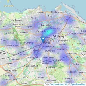 Thorntons Property Services - Edinburgh listings heatmap