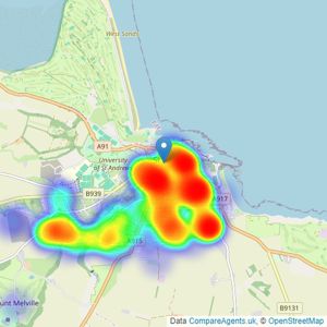 Thorntons Property Services - St. Andrews listings heatmap