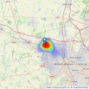 Tidmarsh Land & Estate Agents - Codsall listings heatmap