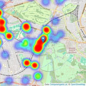 Tiffin Estate Agents - Hampton Hill listings heatmap