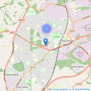 TLC Property Sales & Management Ltd - Corby listings heatmap