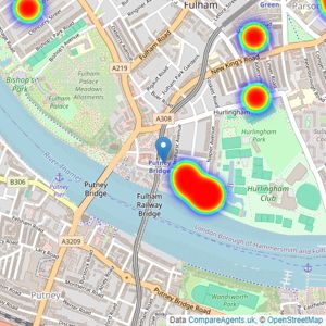 Tom de Winton Property Consultancy - Fulham listings heatmap