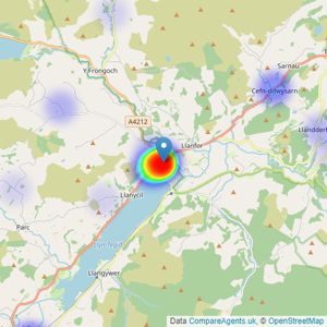 Tom Parry & Co - Bala listings heatmap