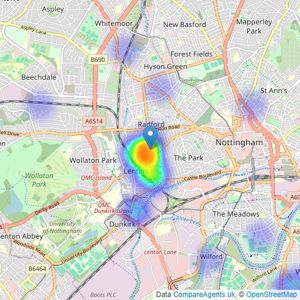 Tomlinson Estate Management Limited - Lenton listings heatmap