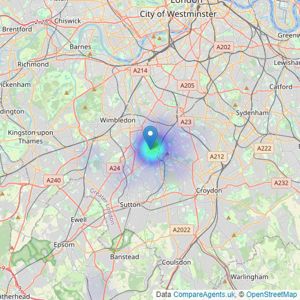 Toomey Estate Agents - Mitcham listings heatmap