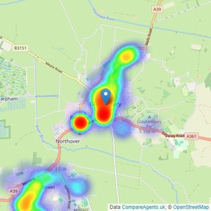 Tor Estates - Glastonbury listings heatmap