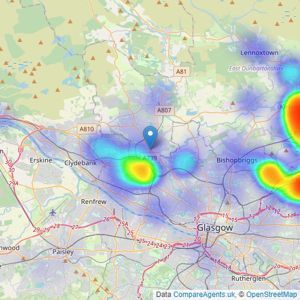 Town & Country Estate Agents - Glasgow listings heatmap