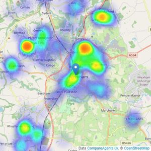 Town & Country Estate Agents - Wrexham listings heatmap