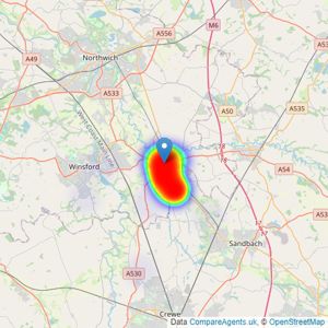 Townbridge Estate Agents - Middlewich listings heatmap