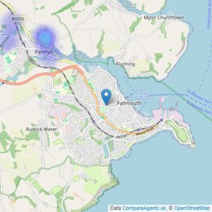 Townsend Accommodation - Falmouth listings heatmap