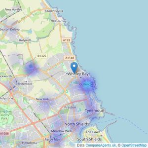 Trading Places - Whitley Bay listings heatmap