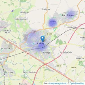 Tranquility Homes Ltd - Hinckley listings heatmap