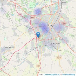 Tranquility Homes Ltd - Leicester listings heatmap