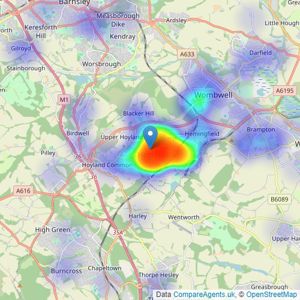 Trigglets Estates - Hoyland listings heatmap