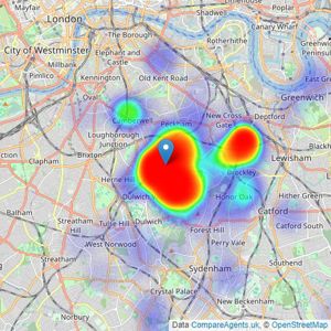 Truepenny's Property Consultants - Dulwich listings heatmap