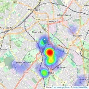 Turners - Morden listings heatmap