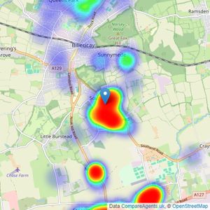 Tyler Estates - Billericay listings heatmap