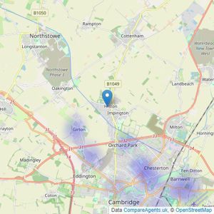 Tylers Estate Agents - Histon listings heatmap