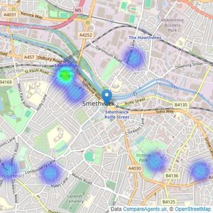 Urban City Group - Smethwick listings heatmap