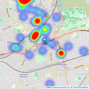 Ushers Estate Agents - Carshalton listings heatmap