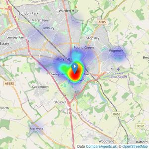 VA Property Sales & Lettings - Luton listings heatmap