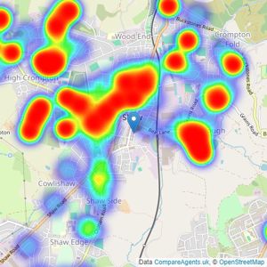 Valentines Estate Agents - Shaw listings heatmap