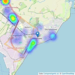 Vikings Estate Agents - Felixstowe listings heatmap