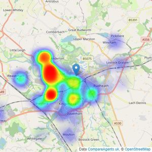 Vincent James Estate Agents - Northwich listings heatmap