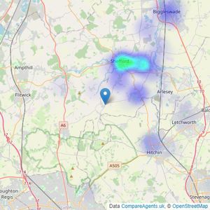 VLS Estate Agents - Shillington listings heatmap