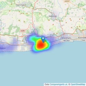 W Welch Estate Agents - Worthing listings heatmap