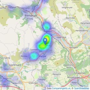 Walker and Lewis Estate Agents Ltd - Pontypridd listings heatmap