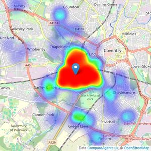 Walmsley's The Way to Move - Coventry listings heatmap