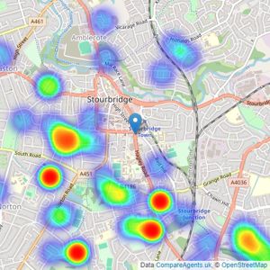 Walton & Hipkiss - Stourbridge listings heatmap