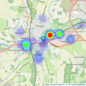 Ward Estates - Hertford listings heatmap