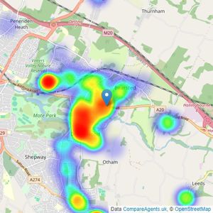 Wards - Bearsted listings heatmap