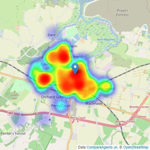 Wards - Faversham listings heatmap