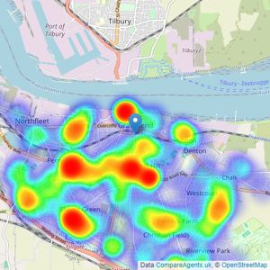 Wards - Gravesend listings heatmap