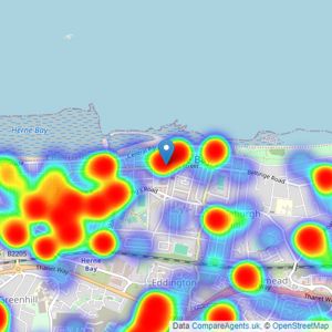 Wards - Herne Bay listings heatmap