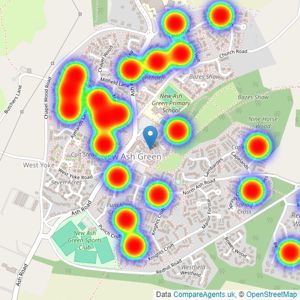 Wards - New Ash Green listings heatmap