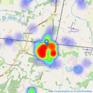 Wards - Paddock Wood listings heatmap