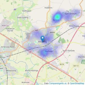 Wards Residential - Hinckley listings heatmap