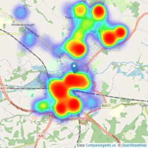 Wards - Tonbridge listings heatmap