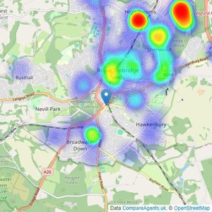 Wards - Tunbridge Wells listings heatmap