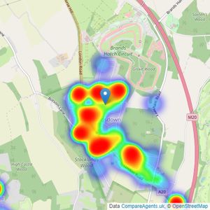 Wards - West Kingsdown listings heatmap